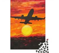 Avión de Pasajeros Atardecer Puzzle de 1000 Piezas Papel Puzzle para Adultos Relajación Atención Interacción Familiar Decoración Regalo 38x26cm/1000pcs