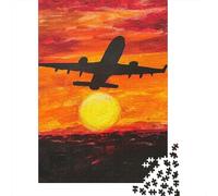 Avión de Pasajeros Atardecer Puzzle de 1000 Piezas Puzzle para Adultos Papel Escena Tarde Juego Familiar Decoración Relajación Regalo 70x50cm/1000pcs