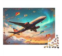 Avión de pasajeros Escena de Cielo Puzzle de 1000 Piezas Papel para Adultos Nubes Volando Juego de Puzzle 1000 Piezas Familia Relajación Decoración Regalo 70x50cm/1000pcs