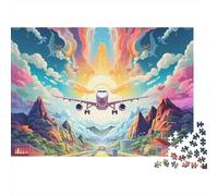 Avión de Pasajeros Puzzle de 1000 Piezas Cartón Calidad para Adultos Valle Montañoso Amanecer Relajación Concentración Decoración Hogar Regalo 52x38cm/1000pcs