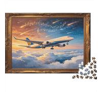 Avión de Pasajeros Puzzle de 1000 Piezas Papel para Adultos Volando sobre Las Nubes Cielo de Atardecer Juego de Puzzle 1000 Piezas Relajación Familia Hogar Regalo Nan