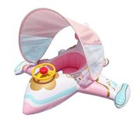 Avión flotante para bebés - Construcción de rescate inflable con techos sombrilla UPF50 +, Diseño ergonómico con asiento seguro para Les | Juguete de piscina para bebés de 6 a 36 meses, reposabrazos