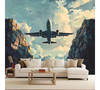 Avión Fotomurales, Cuadro Papel Pintado, No Tejido Murales Fotográfico, Mate Personalizable Papel Tapiz para TV Fondo Pared Dormitorio Sala de Estar 450 x 315 CM