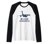 Avión Militar Estadounidense C17A de Transporte Pesado Camiseta Manga Raglan
