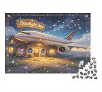 Avión Motel Puzzle de 1000 Piezas Papel para Adultos Escena de Cielo Nocturno Relajación Decoración Hogar Regalo 38x26cm/1000pcs