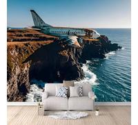Avión Papel Pintado 400×280cm Papel Pintado Aviones De Transporte Panorámico Costero Fotomurales Pared Tejido No Tejido Decorativos Murales Fotográfico XXL Moderno Decoración de Paredes