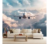 Avión Papel Pintado, Cordillera No Tejido Papel Tapiz Grande, Mate Grueso Fotomurales Murales para Dormitorio Hotel TV Fondo Pared Dormitorio Sala de Estar 400 x 280 CM