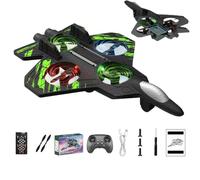 Avión teledirigido, avión de Combate acrobático teledirigido de Juguete for niños con giros de 360° y Luces LED,Aviones teledirigidos de Espuma for niños y Adultos.(Green)