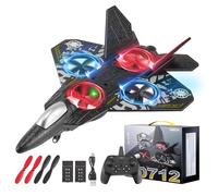 Avión teledirigido para niños a partir de 14 años, modelo de avión teledirigido con LED, giro de 360°, función de retención de altitud, modo sin cabeza, inicio de un botón, estabilizador de giroscopio