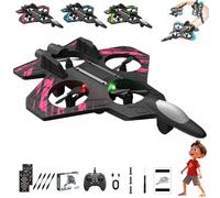 Avión teledirigido Sky Riders RC Jet 2026 Mejorado, dron de Espuma con Luces LED, baterías modulares duales, Vuelo estacionario automático, Control de Principiante con una Sola tecla(Pink)