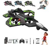 Avión teledirigido Sky Riders RC Jet 2026 Mejorado, dron de Espuma con Luces LED, baterías modulares duales, Vuelo estacionario automático, Control de Principiante con una Sola tecla(Green)