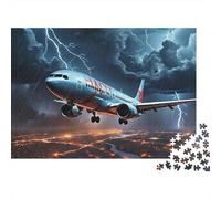 Avión Volando en tormenta, Rompecabezas de 1000 Piezas para Adultos, avión, tormenta, relámpago, Premium Grueso Resistente, desafiante, Alivio del estrés, Juego Familiar, decoración, 70x50cm/1000pzas