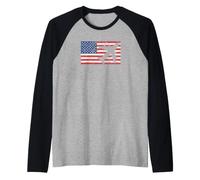 Avión Vuelo Vuelo 4 de Julio 4 Bandera de América Camiseta Manga Raglan