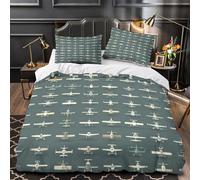 Aviones antiguos Funda de Edredón Cierre de Cremallera Oculta Juego de 3 Piezas de poliéster Diseño 3D incluye Fundas de Almohada Lavables Vector plano Funda Edredon for Adultos Single（135x200cm）