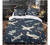 Aviones antiguos Sky Funda de Edredón Diseño 3D Juego de 3 Piezas Cremallera Oculta incluye Fundas de Almohada Suave Diseño de aviación retro Funda Edredon for Adolescentes Single（140x200cm）