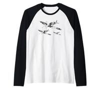 Aviones de combate de la Segunda Guerra Mundial Aviones antiguos de la Segunda Guerra Camiseta Manga Raglan