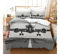 Aviones de Combate Juego De Aviones Funda De Edredón 3D,Juego De Cama,Funda De Colcha con Fundas De Almohada Juego De 3 Piezas Single（140x200cm）