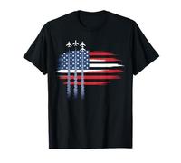 Aviones de combate patrióticos con bandera de Estados Unidos, rojo, blanco, azul, 4 de julio Camiseta