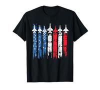 Aviones de combate patrióticos con bandera de Estados Unidos, rojo, blanco, azul, 4 de julio Camiseta