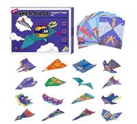 Aviones de papel - 27 x 21 x 7 cm - Hojas de manualidades, papeles plegables coloridos, plantillas de boquillas con instrucciones | Juguete divertido para niños, adultos, proj de aula