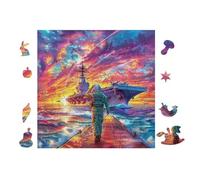 Aviones sobrevolando un portaaviones Puzzle 100 Piezas Cartón Resistente para Coleccionistas Entretenimiento Toda La Familia Mejora Memoria Pack Completo para Navidad 28x28cm