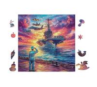 Aviones sobrevolando un portaaviones Puzzle 100 Piezas Cartón Resistente para Toda La Familia Diversión Familia Mejora Concentración Calidad Profesional Regalo Pensado 28x28cm
