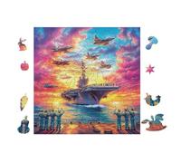 Aviones sobrevolando un portaaviones Rompecabezas 100 Piezas Cartón para Principiantes Juego Familiar Ejercita La Mente Garantía Reposición Piezas 28x28cm