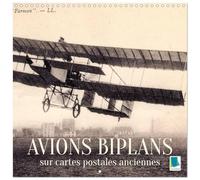 Avions biplans sur cartes postales anciennes (Calendrier mural carré 2026 30x30 cm) Calendrier double avec une page pour vos prises de notes: Nostalgie des pilotes de voltige aérienne : les biplans