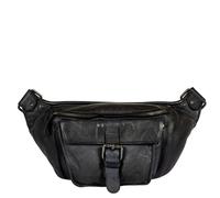 Avirex, Bell Collection - Riñonera de piel para hombre, estilo vintage, piel auténtica con almohadillas, bolsillos con cremallera y botón, cinturón ajustable para mayor comodidad, Vintage Black