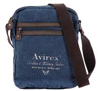 Avirex Bolso bandolera de lona y piel de vacuno antigua, bolso de hombro para hombre de estilo militar, colección 140506 CNV0H, azul marino, azul