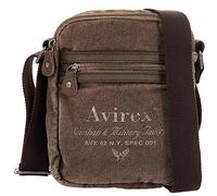 Avirex Bolso bandolera de lona y piel de vacuno envejecida, bolso bandolera para hombre de estilo militar, colección 140506 CNV0I, verde caqui