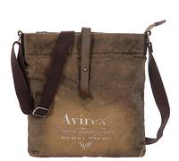 Avirex Bolso bandolera de lona y piel de vacuno, estilo militar, colección 140506 CNV0F (verde caqui)
