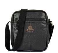 Avirex Bolso bandolera para hombre de piel lavada, bolso bandolera ajustable, estilo vintage, colección MayDay MDY02, negro, Negro