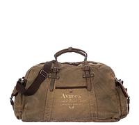 Avirex CNV0G 140506 CNV0G - Bolsa de viaje con correa para el hombro, de lona y piel de vacuno, estilo militar, color verde caqui, Kaki Green