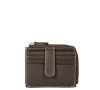 AVIREX Línea Houston de piel. Porta tarjetas de crédito. Cartera de piel de vacuno, con protección RFID. Compacto, funcional, práctico. Tamaño cerrado: 11,5 x 9,0 x 2,0 cm., Marrón oscuro, Dimensione