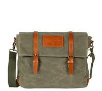 AVIREX, Messenger Camp - Bolsa de lona impermeable con correa ajustable para el hombro - Bolsillo acolchado para tablet - Disponible en beige desierto y verde caqui, Kaki Green