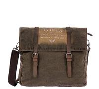 Avirex Messenger de lona y piel de vacuno envejecida, cartera con bandolera ajustable de estilo militar, colección 140506 CNV0D (verde caqui)