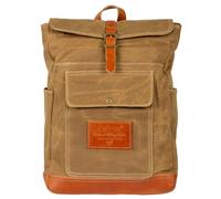 Avirex, Mochila Camp de lona encerada con piel, impermeable, estilo vintage, para el trabajo y el aire libre, para ordenador de 15 pulgadas, 6 colores disponibles en beige desierto y verde caqui