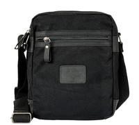 Avirex Wild WLD03 - Bolso bandolera para hombre de lona con revestimiento impermeable con detalles de piel sintética, 2 compartimentos con cremallera, Crossbody Bag Media, 26 x 21 x 7 cm, WLD03, Negro