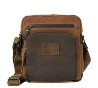 Avirex Wild WLD04 - Bolso bandolera para hombre de lona recubierta impermeable con detalles de piel sintética, 2 compartimentos con cremallera, Crossbody Bag 24 x 21 x 9 cm, WLD04, Dark Beige