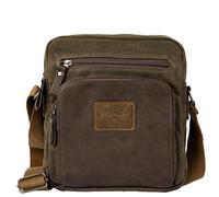 Avirex Wild WLD04 - Bolso bandolera para hombre de lona recubierta impermeable con detalles de piel sintética, 2 compartimentos con cremallera, Crossbody Bag 24 x 21 x 9 cm, WLD04, Verde militar