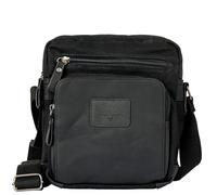 Avirex Wild WLD04 - Bolso bandolera para hombre de lona recubierta impermeable con detalles de piel sintética, 2 compartimentos con cremallera, Crossbody Bag 24 x 21 x 9 cm, WLD04, Negro