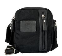 Avirex Wild WLD05 - Bolso pequeño tipo bandolera para hombre, de lona recubierta impermeable con detalles de piel sintética, Crossbody Bag Small con cremallera, 19 x 15 x 6 cm, Negro