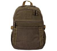 Avirex Wild WLD18 - Mochila para hombre de lona recubierta impermeable con detalles de piel sintética, para PC y tablet, compartimento con cremallera, 40 x 33 x 18 cm, Verde militar, L, Urban