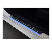 Avisa Juego de protectores universales de acero inoxidable con iluminación LED azul, 2 piezas, 44,8 x 4 cm, color negro