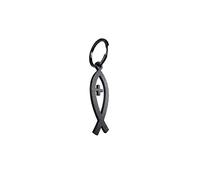 Avisa Llavero de Acero Inoxidable - 'Signo de Ichtus' (Negro, Brillo)