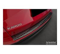 Avisa Protector del Parachoques Trasero INOX Negro Reflectante Compatible con Skoda Karoq Facelift Incl. Sportline 2022- 'Ribs'