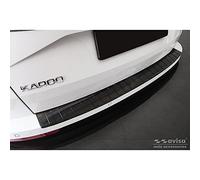 Avisa Protector del Parachoques Trasero Inoxidable Negro Compatible con Skoda Karoq Facelift 2022- + Sportline Facelift 2022- 'Ribs'