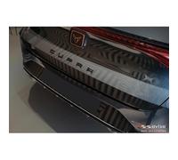 Avisa Protector del Parachoques Trasero Inoxidable Negro Mate Compatible con Seat Leon Sportstourer Incl. FR/Cupra Leon Sportstourer 2020-2024 & Facelift 2024- 'Ribs'