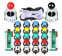 Avisiri 2 Player Arcade - Juego de 2 joysticks de 8 vías + 20 botones cromados LED para juegos de PC Raspberry Pi Video Games